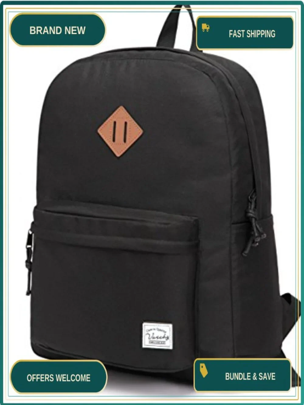 Lightweight Water Resistant Polyester Backpack with Bottle Pockets for School